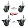 Service Caster 3 Inch Gray Polyurethane 10 MM Threaded Stem Caster Set 2 Brakes SCC SCC-TS20S314-PPUB-M1015-2-PLB-2